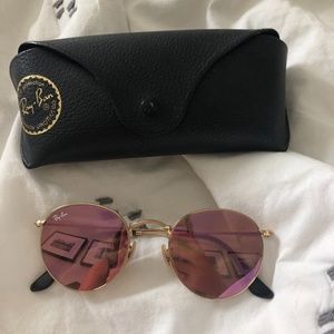 Rose Gold Ray-Bound Round Flash Lenses Sunglasses